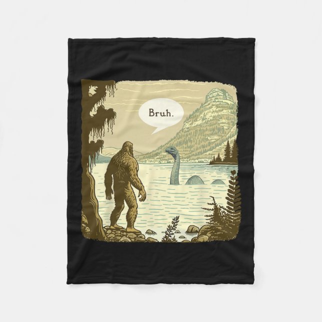 Couverture Polaire Amusant Bigfoot Sasquatch Loch Ness Monster Introd (Devant)