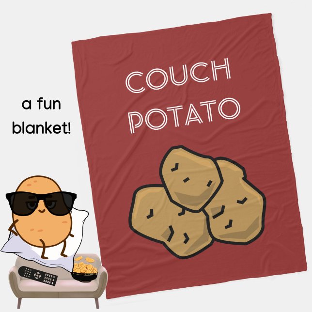 Couverture Polaire Amusant "Canapé Pomme de terre" Regarder la fleur  (A fun blanket for the lovable couch potato in your life. Terra cotta. Choice of colors available. )