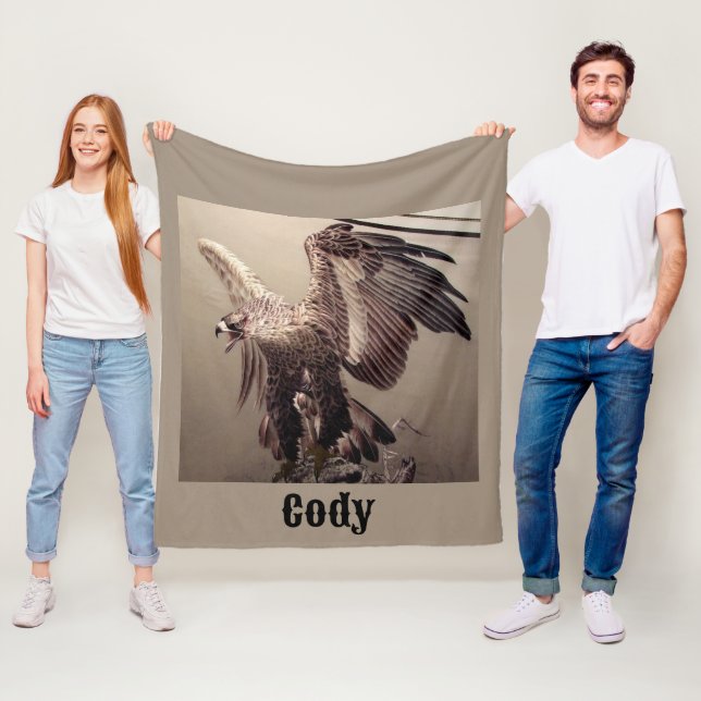 Couverture Polaire Amusant Oiseau sauvage Aigle patriotique américain (En situation)