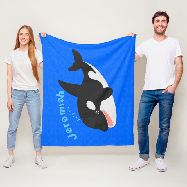 Couverture Polaire Amusante baleine orque mignonne dessin animé (En situation)