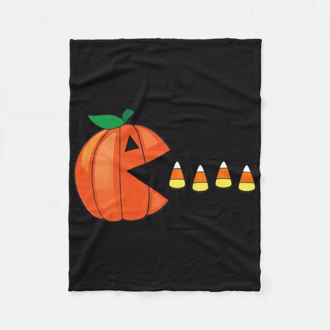 Couverture Polaire Amusants Halloween Citrouille Manger Candy Corn (Devant)