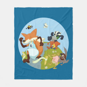 Couverture Polaire Amusement d'animaux de région boisée courant le
