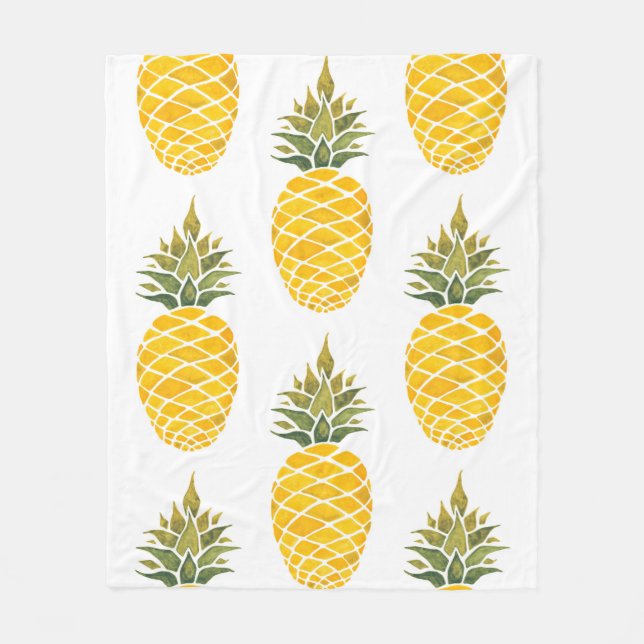 Couverture Polaire Ananas. Aquarelle peinture à la main w (Devant)