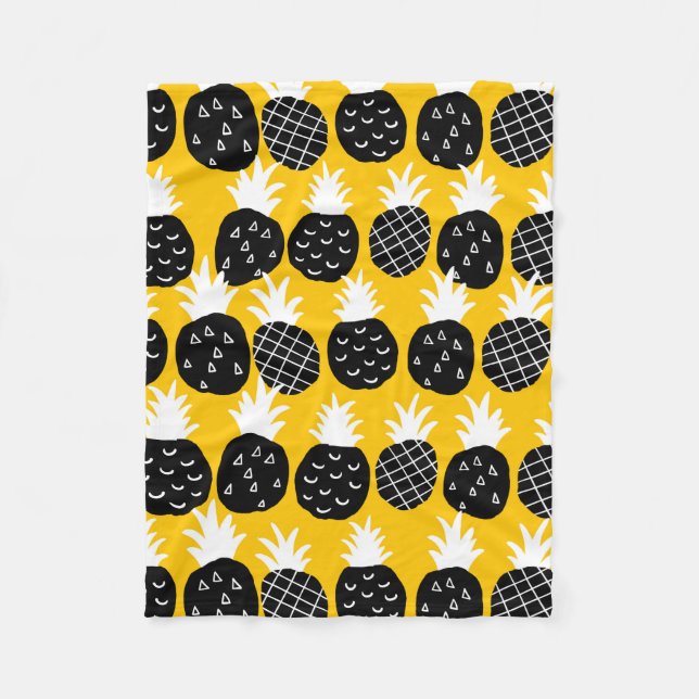 Couverture Polaire Ananas noir (Devant)