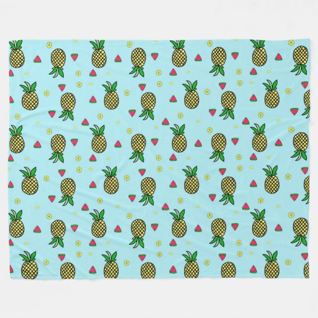 Couverture Polaire Ananas, pastèques et citrons (Devant (Horizontal))