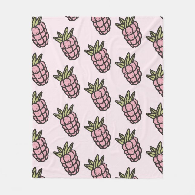 Couverture Polaire Ananas rose Fruit tropical Botanique Été (Devant)