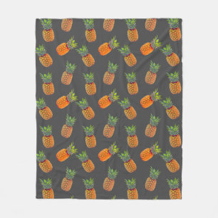 Couverture Polaire Ananas sur fond gris