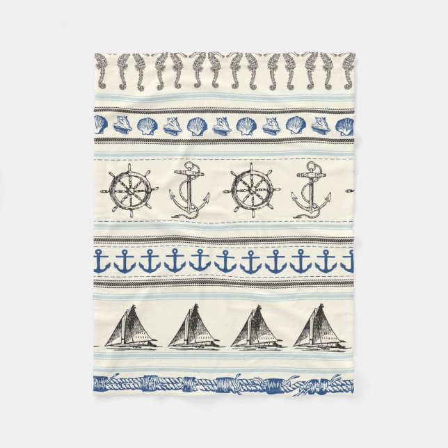 Couverture Polaire Ancre à voile corde nautique noeud polaire (Devant)