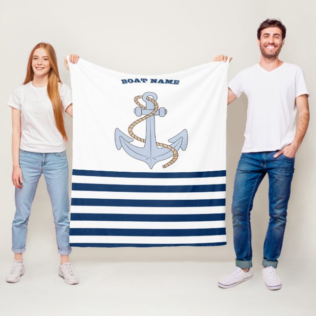 Couverture Polaire Ancre Bleu Bleu Blancs (En situation)
