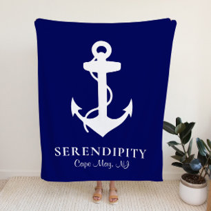 Couverture Polaire Ancre de bateau Personnalisé Marine Bleu