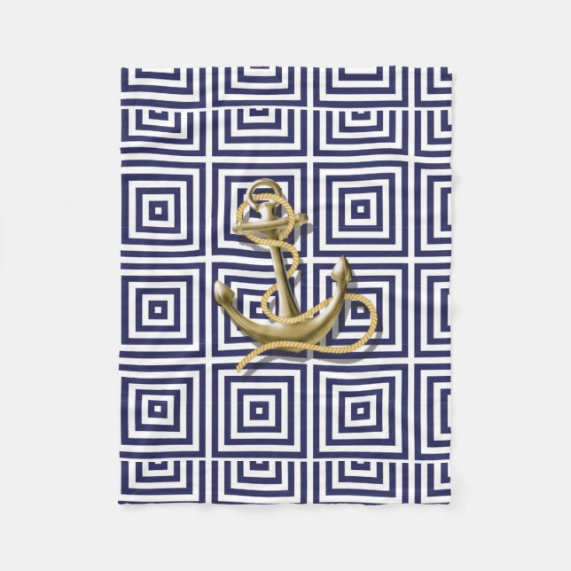 Couverture Polaire Ancre nautique de très bon goût de motif grec de (Devant)