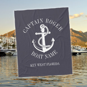 Couverture Polaire Ancre nautique personnalisée du capitaine Nom du b