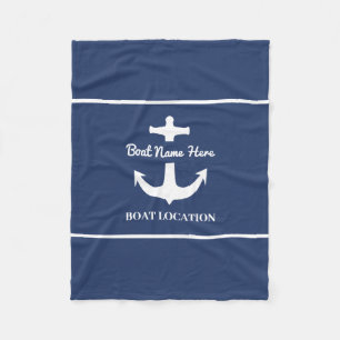 Couverture Polaire Ancre personnalisée Marine Nom du bateau bleu Lieu