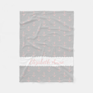 Couverture Polaire Ancres de roses pâles sur le gris de cendre