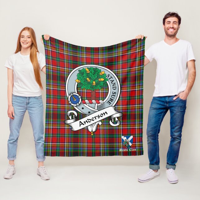 Couverture Polaire Anderson Of Arfrein Clan Badge Scot Tartan Plaid (En situation)