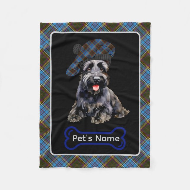 Couverture Polaire Anderson Scottie Chien Tartan Personnalisé (Devant)