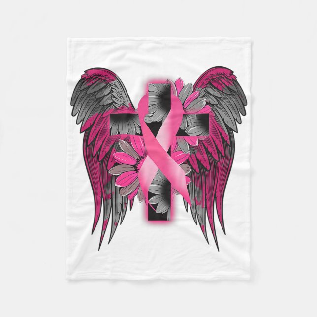 Couverture Polaire Ange de sensibilisation au cancer du sein Croix de (Devant)