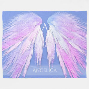 Couverture Polaire ANGEL AILES Monogramme Dreamy rose doux bleu