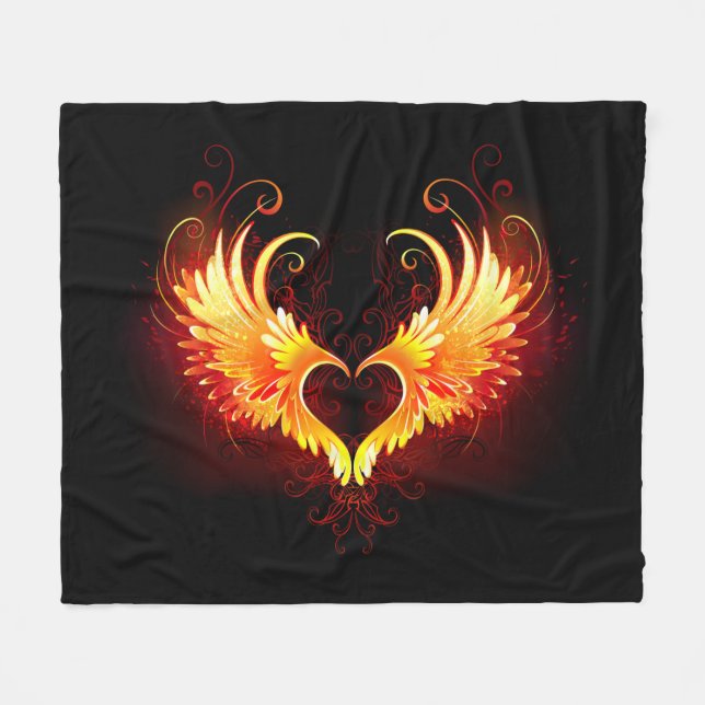 Couverture Polaire Angel Fire Heart with Wings (Devant (Horizontal))