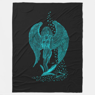 Couverture Polaire Angel perdu en amour, noir et vert Design