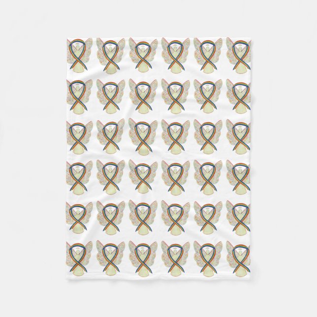 Couverture Polaire Angel Rainbow Awareness Ribbon Soft Blanches (Devant)