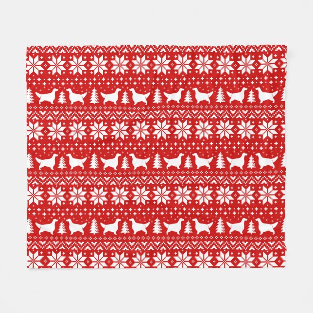 Couverture Polaire Anglais Setter Chien silhouettes Motif de Noël (Devant (Horizontal))