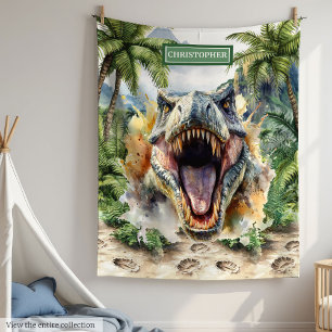Couverture Polaire Angry Dinosaur Blanket Nom personnalisé Personnali