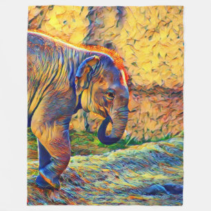 Couverture Polaire animal - bébé éléphant