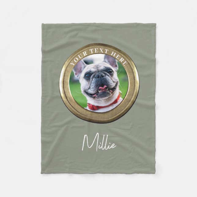 Couverture Polaire Animal de compagnie 2 photo et texte Olive Sage Ve (Devant)