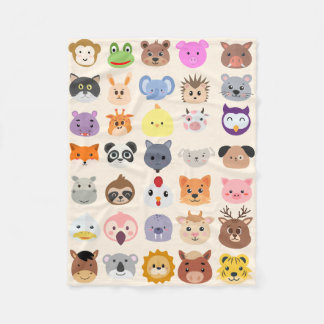 Couverture Polaire Animal Friends Grid 