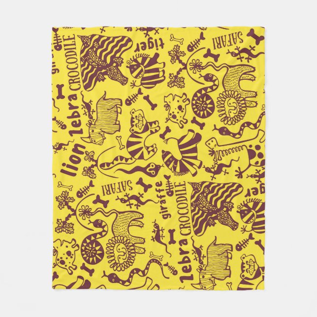 Couverture Polaire Animaux africains : Motif culturel sans peau. (Devant)