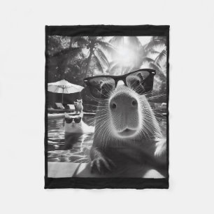 Couverture Polaire Animaux Amusants Piscine Capybara Selfie Avec Ca