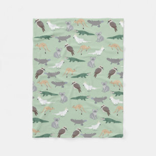 Couverture Polaire Animaux autochtones australiens Eucalyptus Motif v
