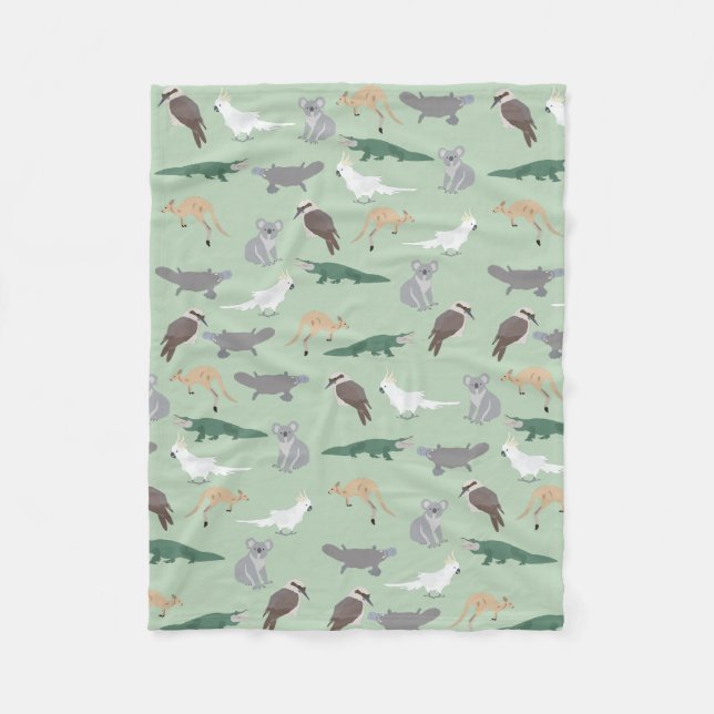 Couverture Polaire Animaux autochtones australiens Eucalyptus Motif v (Devant)
