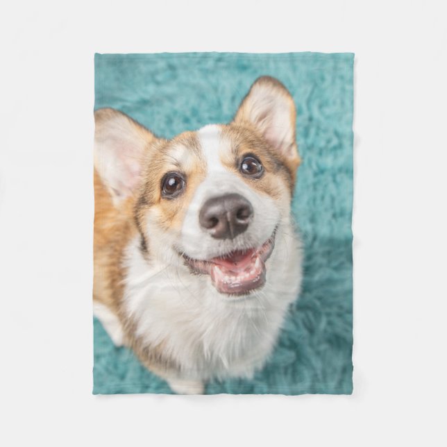 Couverture Polaire Animaux de bébés cutest | Cute Corgi Puppy Smile (Devant)