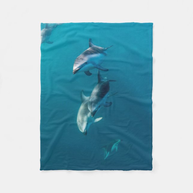 Couverture Polaire Animaux de bébés cutest | Famille de dauphins (Devant)