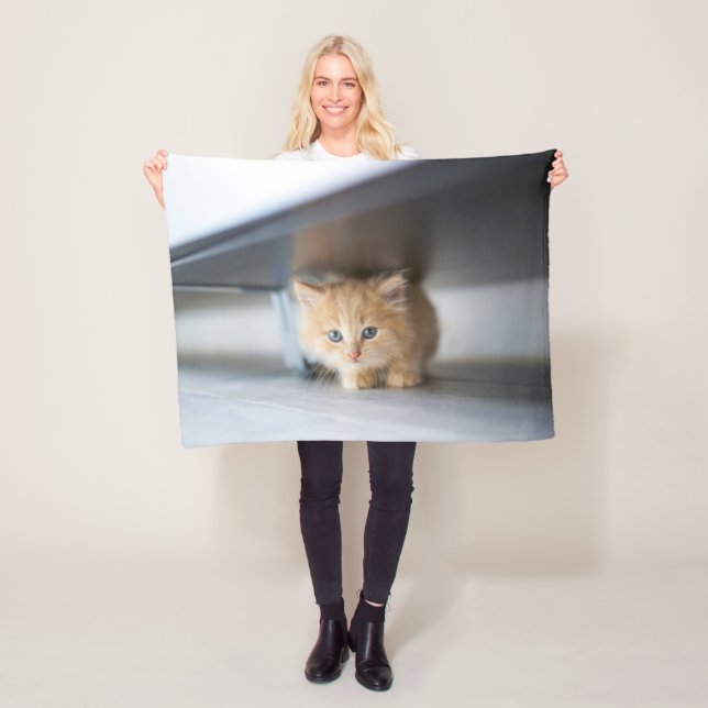 Couverture Polaire Animaux de bébés cutest | Fluffy Orange Kitten (En situation)