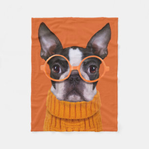 Couverture Polaire Animaux de bébés cutest   Orange Boston Terrier