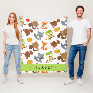 Couverture Polaire Animaux de forêt, Animaux de forêt, Votre nom