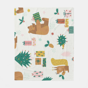 Couverture Polaire Animaux de la forêt de Noël : Vibe Vintage