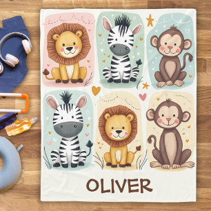 Couverture Polaire Animaux de safari fantaisistes