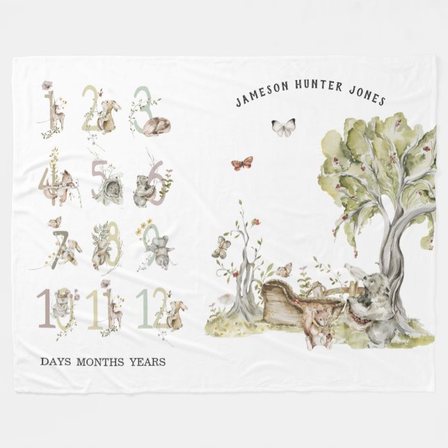 Couverture Polaire Animaux forestiers des bois | Jalon bébé (Devant (Horizontal))