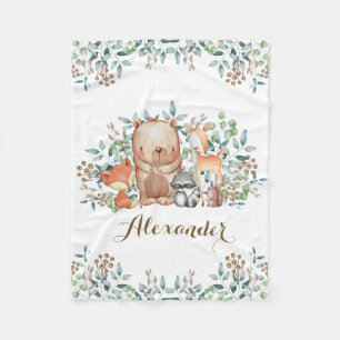 Couverture Polaire Animaux lunatiques de région boisée/crèche moderne