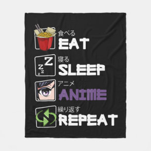 Couverture Polaire Anime de sommeil de manger Répéter Kawaii Otaku Ma