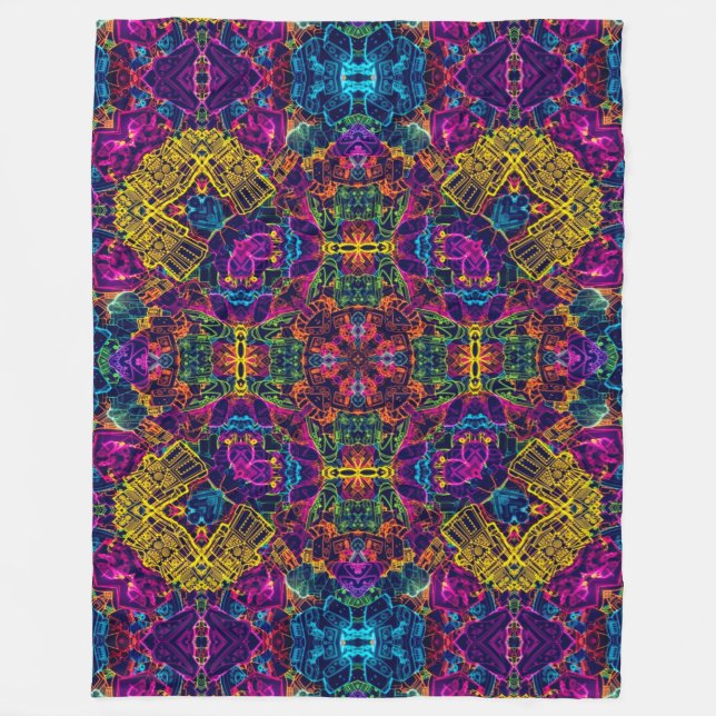 Couverture Polaire Anime Electric Neon Robot Satin Mandala (Devant)