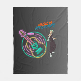 Couverture Polaire Anime Guitar Vibes Blanket – Music Lover Cozy Art 