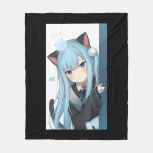 Couverture Polaire Anime Neko Fille de chat Pastel Kawaii Japonais Wa