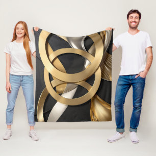 Couverture Polaire Anneaux d'or Art Abstrait - Design moderne de luxe