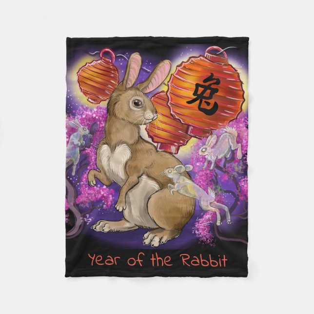 Couverture Polaire Année chinoise du zodiaque du lapin (Devant)