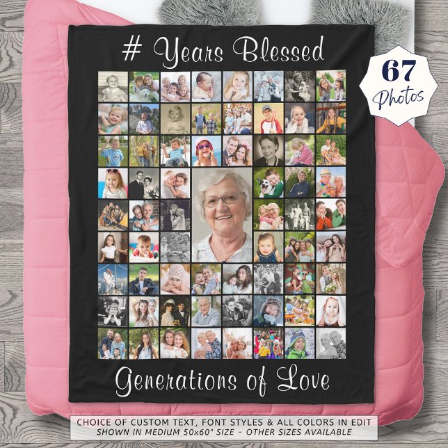 Couverture Polaire Anniversaire 67 Photo Collage personnalisé Texte e (Créateur téléchargé)